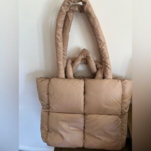 Elegant Tan Puffer Tote Bag